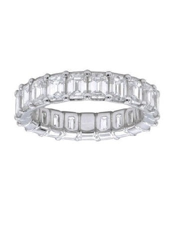 18k White Gold 3.34Ct 23 Emerald Cut Diamond Eternity Band Size 5.5