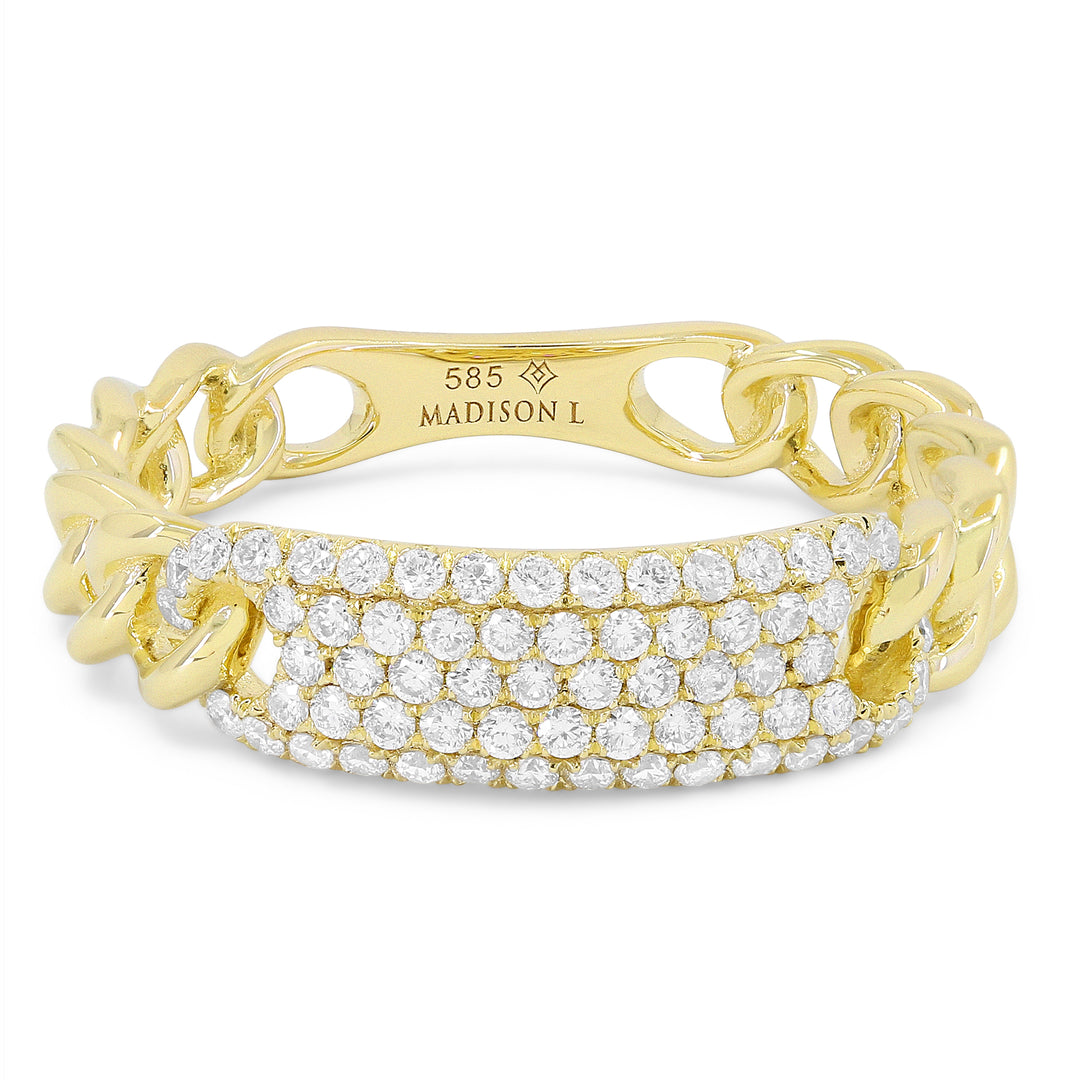 14k Yellow Gold 0.40Ct Diamond Chain Ring with 64 Diamonds