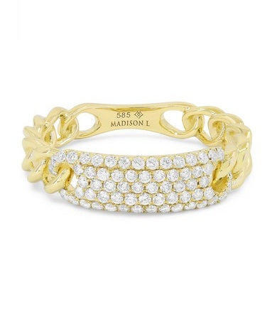 14k Yellow Gold 0.40Ct Diamond Chain Ring with 64 Diamonds