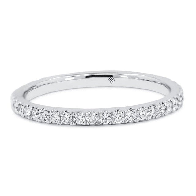 14k White Gold 0.20Ct Diamond Band with 19 Diamonds Half Way Around in size 4.5