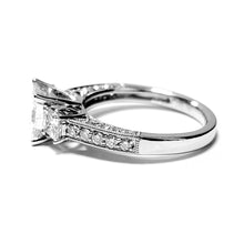 Load image into Gallery viewer, 14k White Gold Ctr 1.12 Ct SI2 F GIA, Mounting 0.51 Princess, 0.41 Round Diamond Ring
