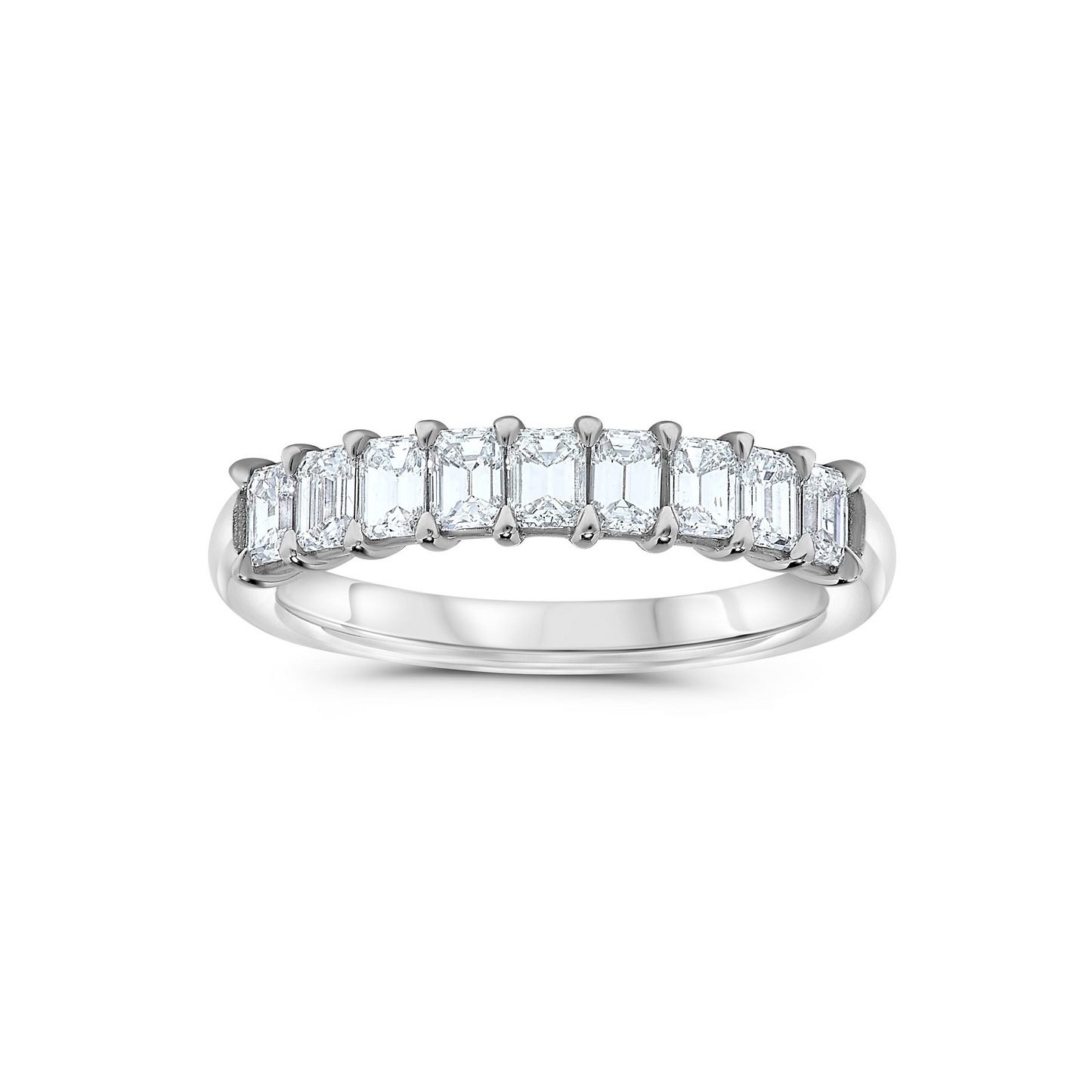 18k White Gold 1.65Ct Diamond Emerald Cut Band