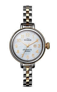 Shinola Birdy 34MM Polished Stainless Steel, White MOP Dial, Two Tone Bracelet