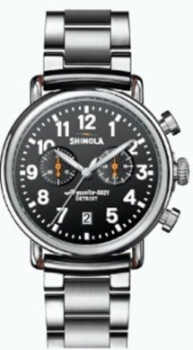 Shinola Runwell 41MM, Black Dial, Stainless Steel Bracelet