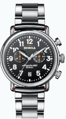 Shinola Runwell  41MM, Black Dial, Stainless Steel Bracelet