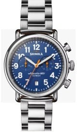 Shinola Runwell 41MM 2 Eye Chronograph, Royal Blue Dial, Stainless Steel Bracelet
