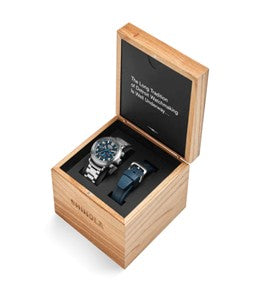 Shinola Runwell 42MM Titanium Bracelet Gift Set Midnight Blue Dial and Rubber Bracelet
