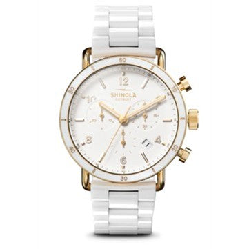 Shinola 40MM Canfield Sport Chronograph, White Ceramic