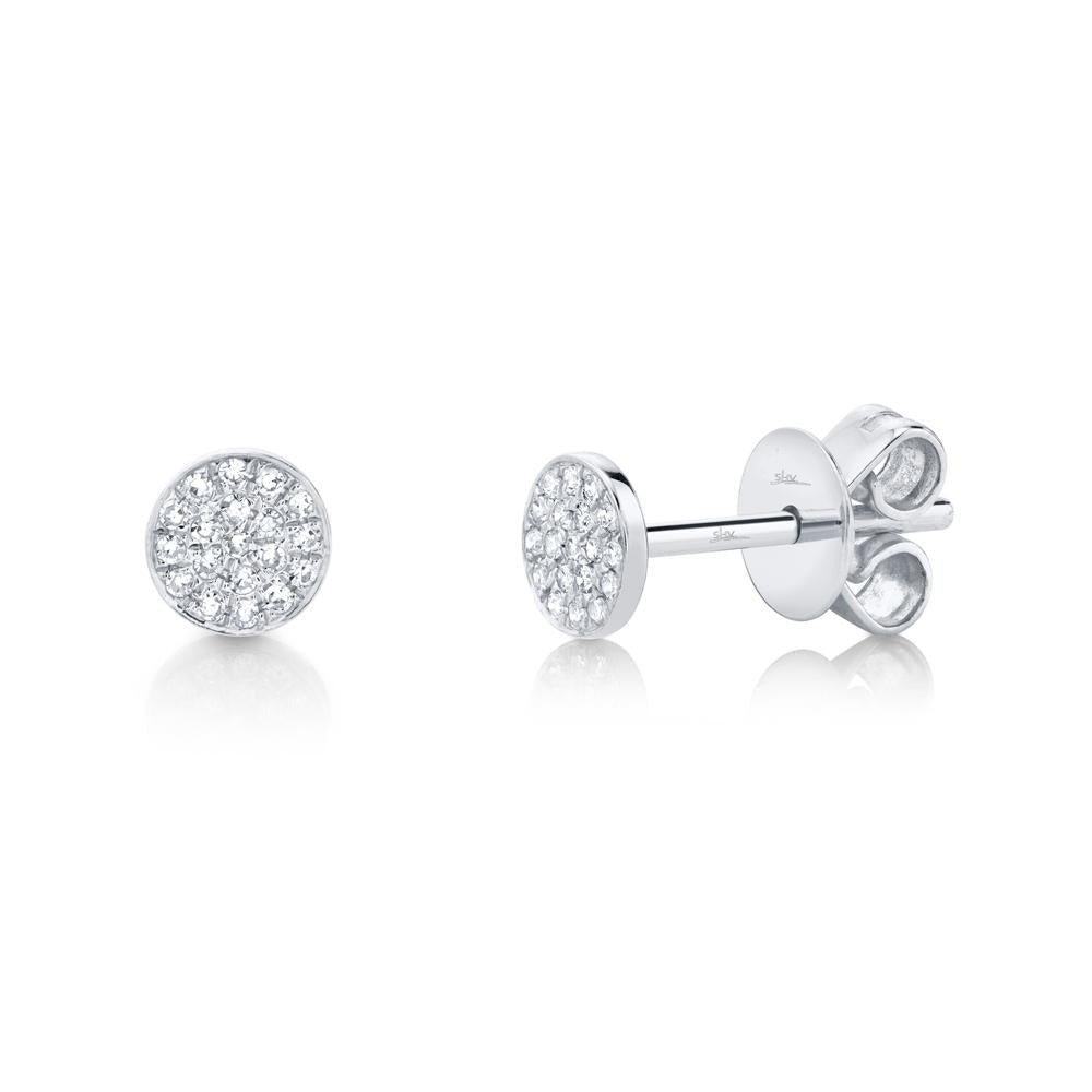 14k White Gold Pave Diamond Cluster Earring 0.07Ct with 38 Diamonds