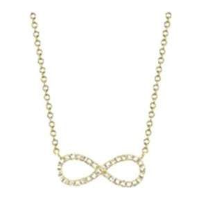 14k Yellow Gold 0.09Ct Diamond Infinity Necklace with 30 Diamonds