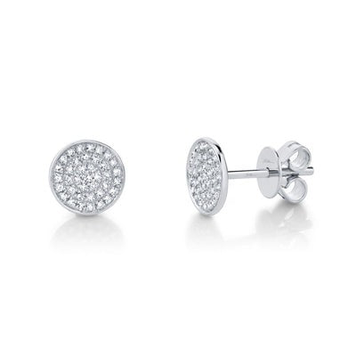 14k White Gold 0.17Ct Pave Round Diamond Stud Cluster Earring 0.17Ct with 78 Diamonds
