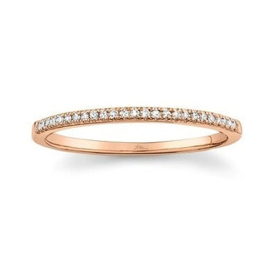 14k Rose Gold 0.08 Carat Diamond Band.