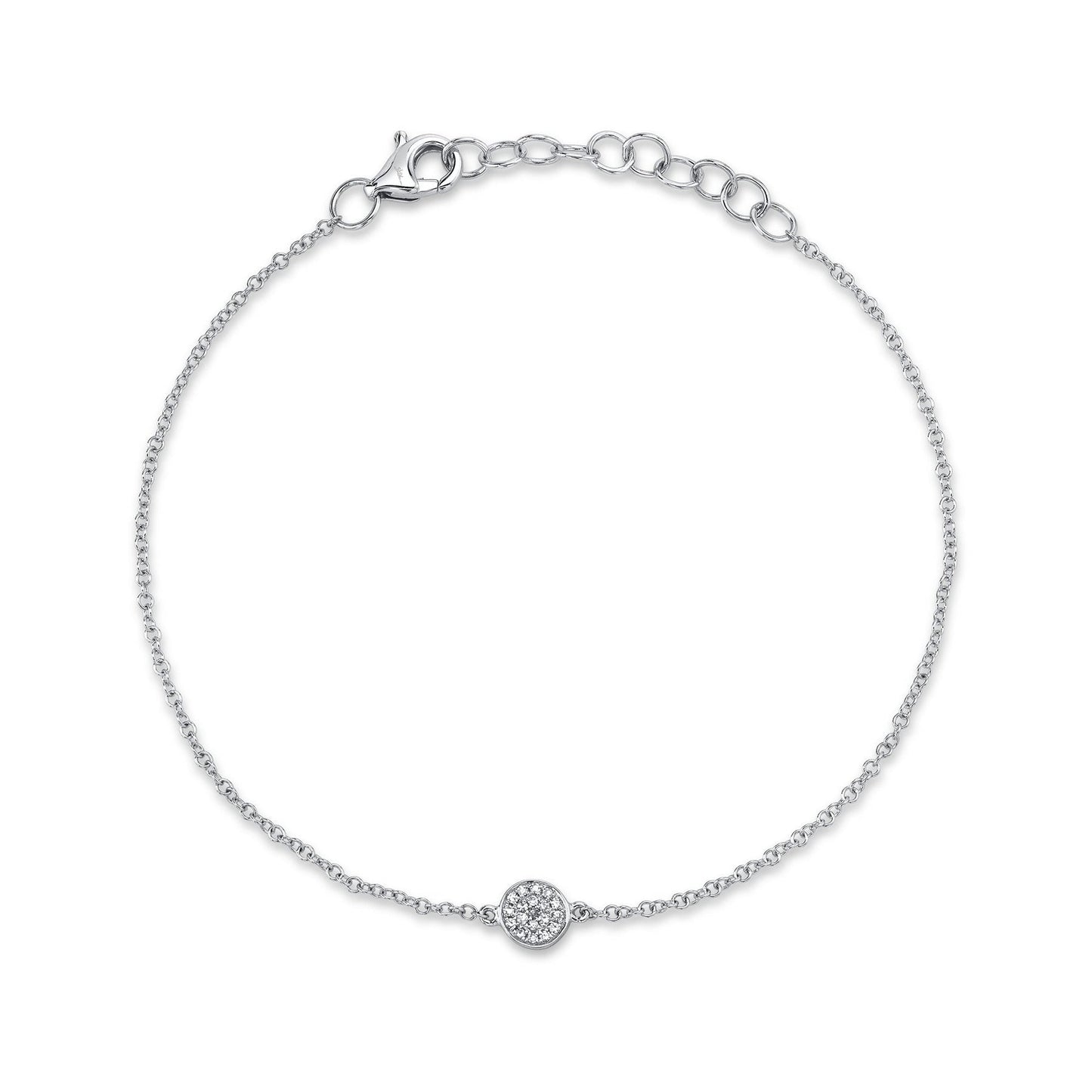 14k White Gold 0.05Ct Diamond pave Circle Bracelet