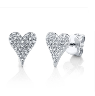 14k White Gold 0.14Ct Diamond Pave Heart Earring