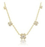 14k Yellow Gold 0.51Ct Diamond Clover Station Necklace with 113 Diamonds