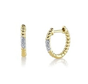 14k Yellow Gold 0.04Ct Diamond Huggie Earrings with 6 Diamonds