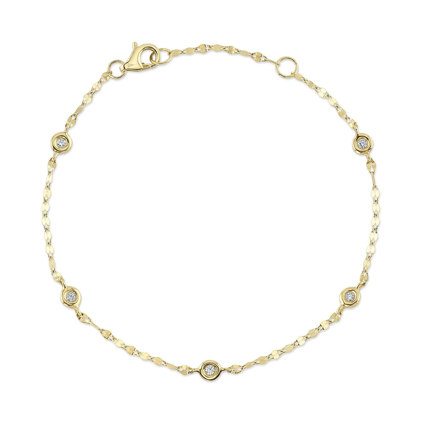 14k Yellow Gold 0.10Ct Diamond by The Yard bracelet