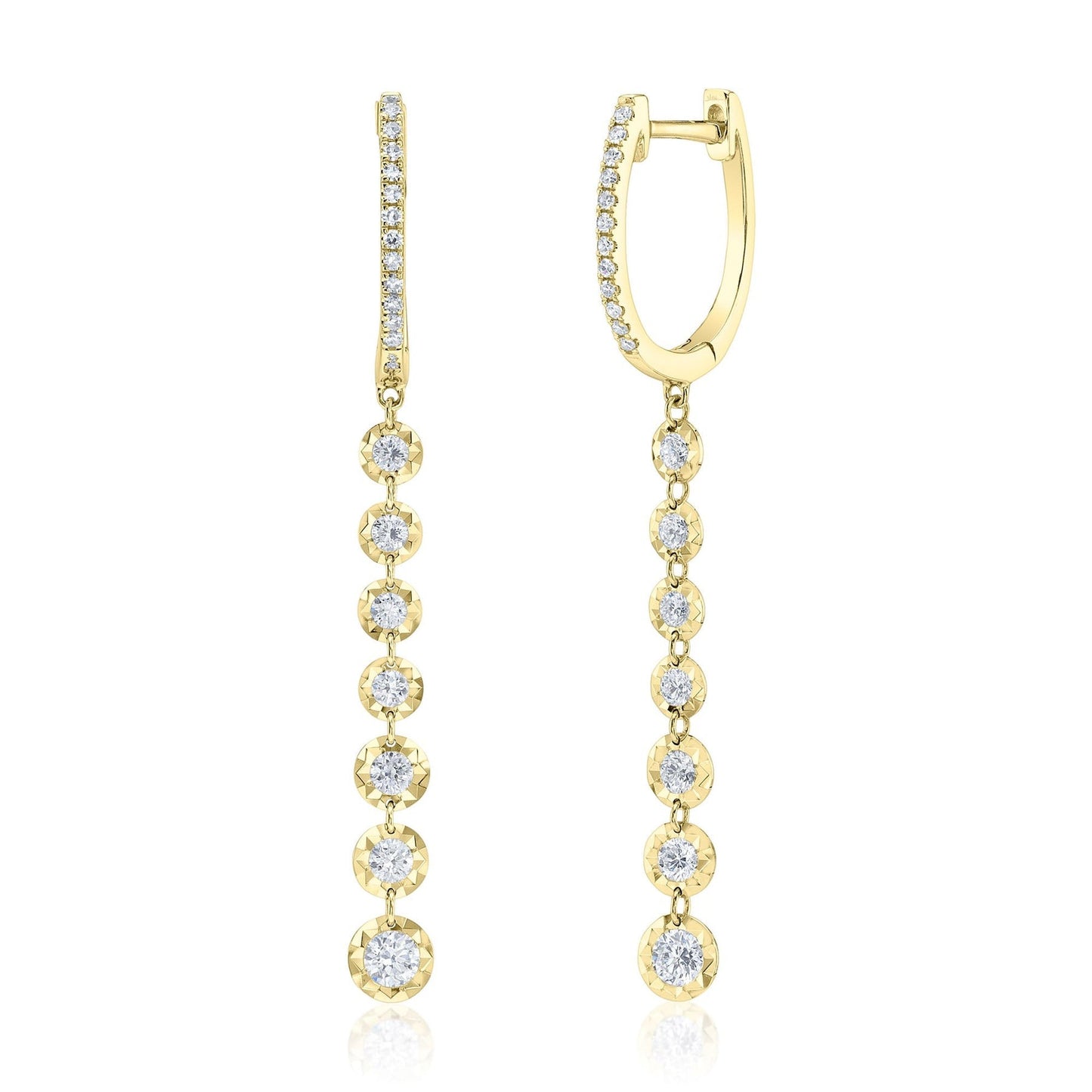 14k Yellow Gold 0.47Ct Graduated Diamond Dangle Earring