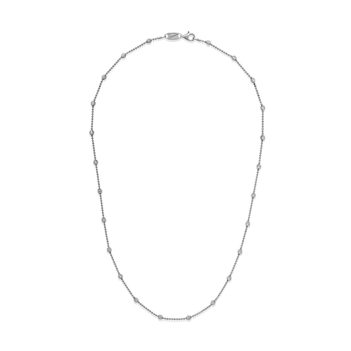 Sterling Silver Rhodium Plated 4MM Beaded 36 Inch Necklace