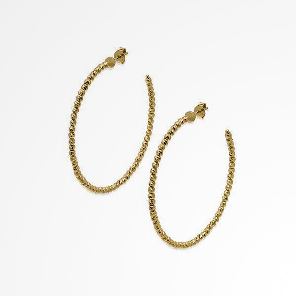 Sterling Silver Gold Plated 45mm Beaded Hoop Earring