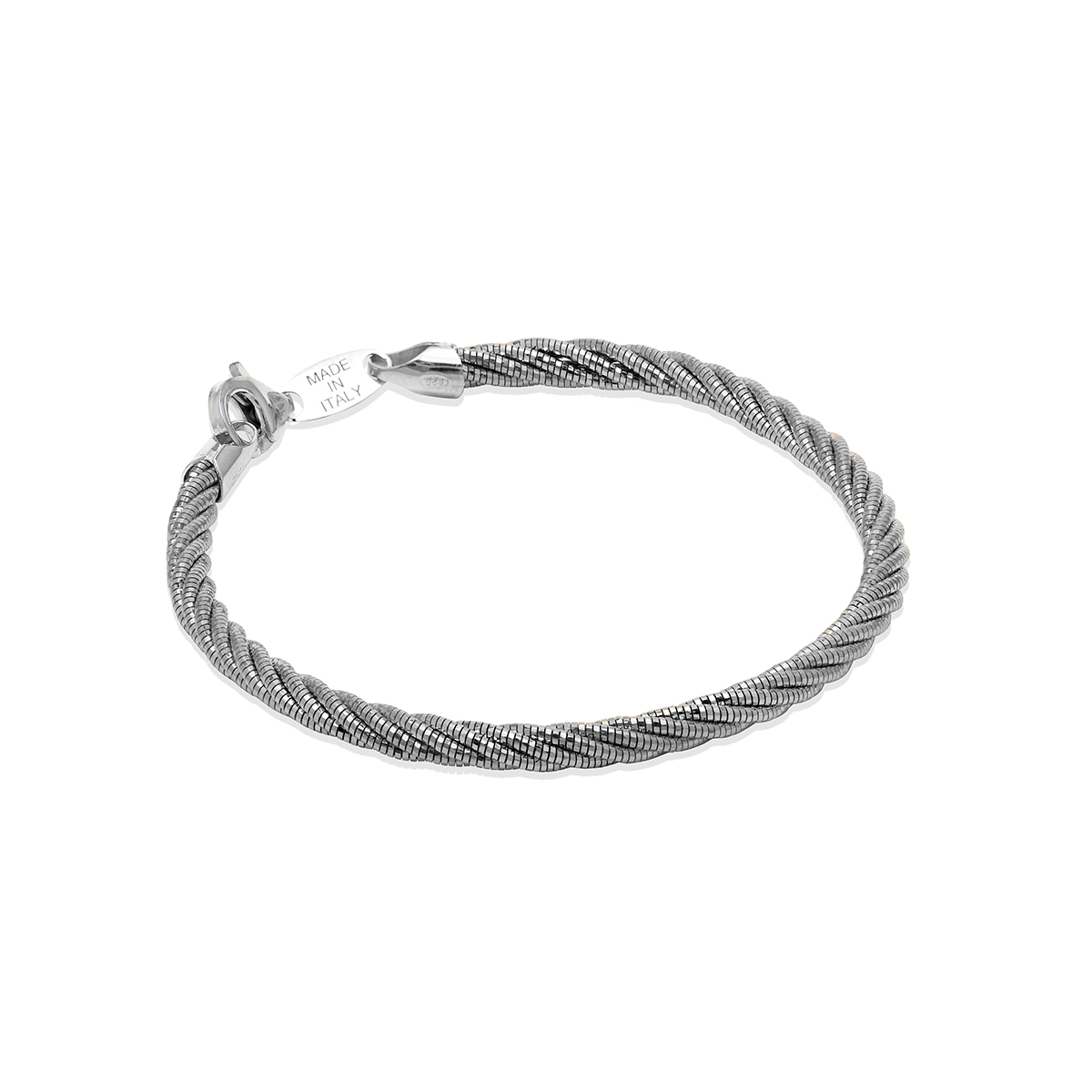 Sterling Silver Twist Black Rhodium Plated Bracelet 7 Inch