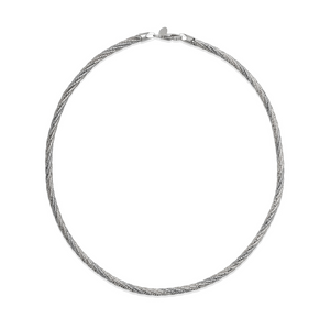 Sterling Silver Rhodium Plated Twist 18 Inch Necklace