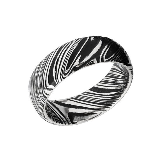 Damascus Steel Band, 8MM Wide, Size 10.0