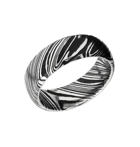 Damascus Steel Band, 8MM Wide, Size 10.0