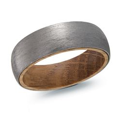 7MM Grey Tantalum & Wood Band, Size 10.0