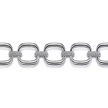 Load image into Gallery viewer, Sterling Silver Pave Bujukan And Cushion Shape Link Chain Bracelet
