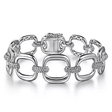 Load image into Gallery viewer, Sterling Silver Pave Bujukan And Cushion Shape Link Chain Bracelet
