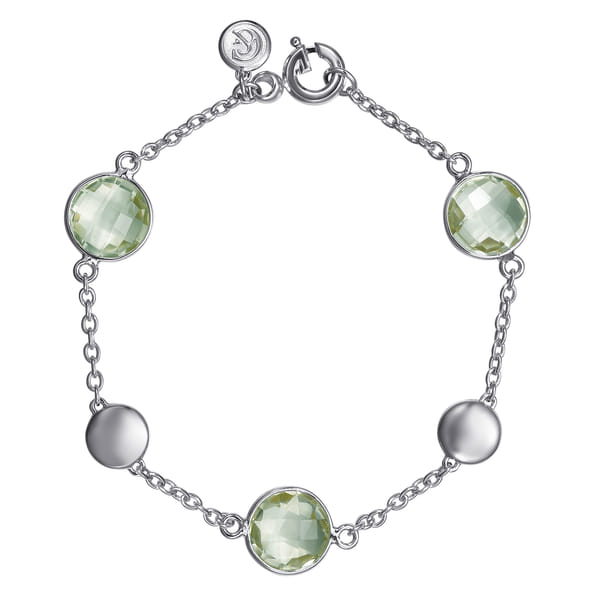 Sterling Silver Green Amethyst Station Bracelet