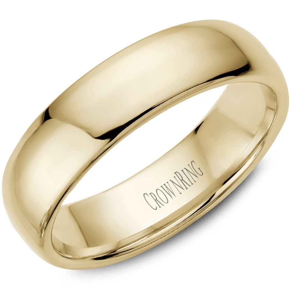 14k Yellow Gold 6mm Wedding Band, Size 6.0