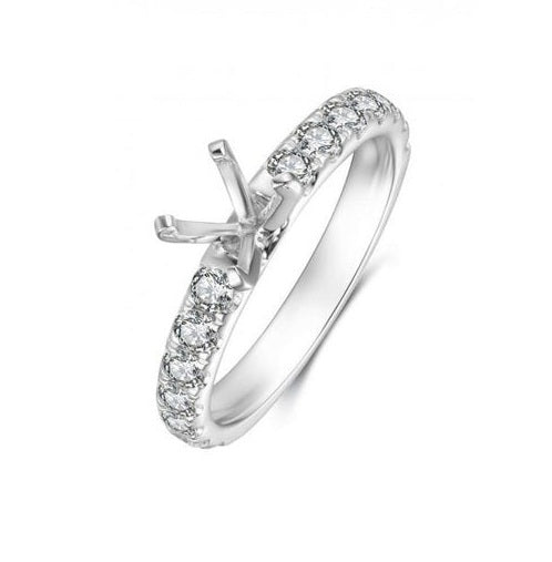 14k White Gold 0.74Ct (14) Diamond Engagement Mounting