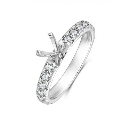 14k White Gold 0.74Ct (14) Diamond Engagement Mounting