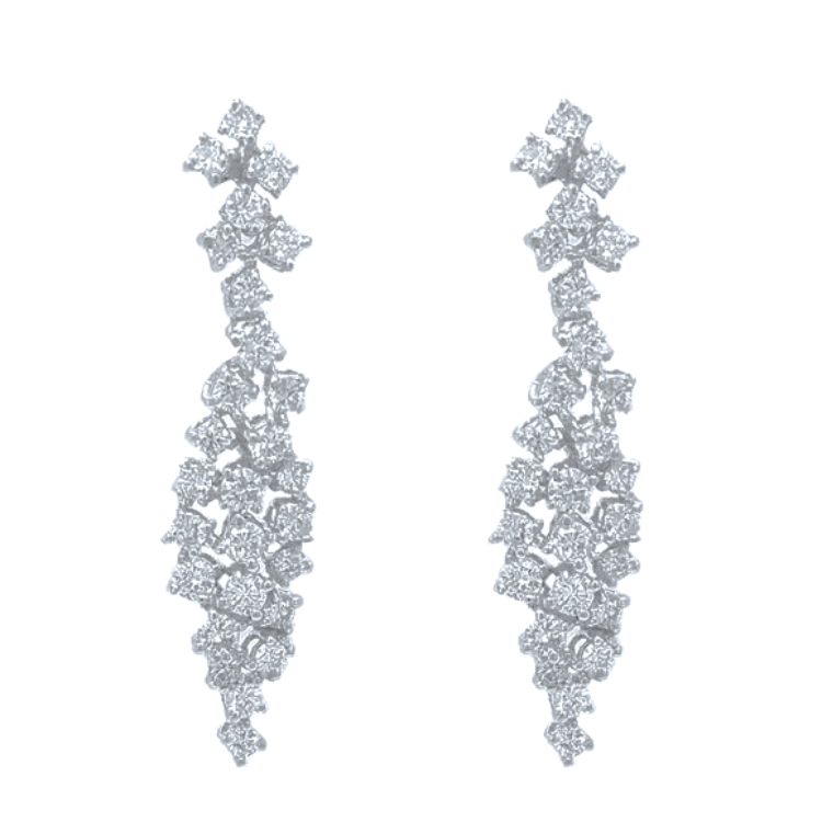 14K White Gold 2.42 Ct Diamond Dangle Earring