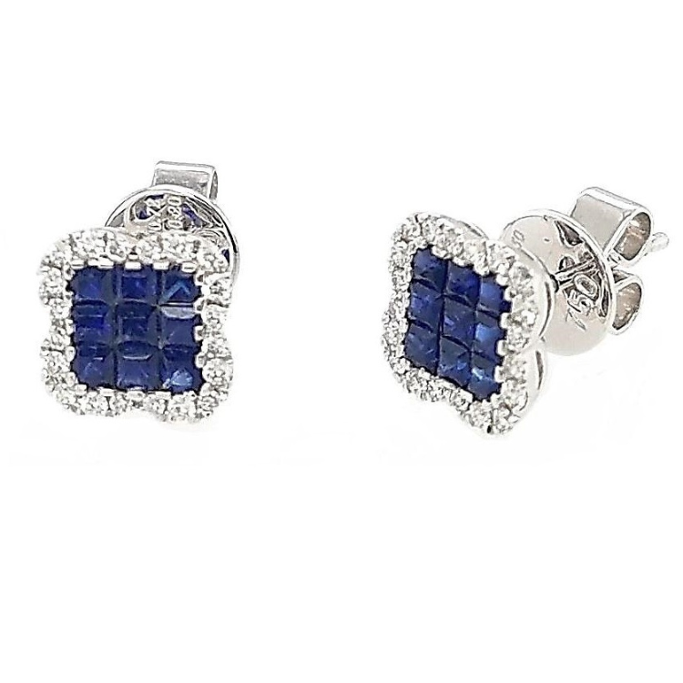 14k White Gold 0.72 Ct Sapphire, 0.20 Ct Diamond Earring