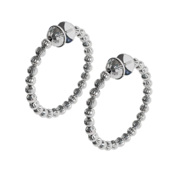 Sterling Silver Rhodium Plated 35MM Hoop Earring