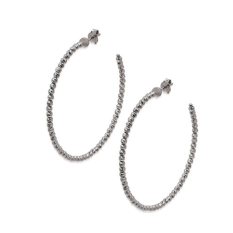 Sterling Silver Rhodium Plated 45MM Hoop Earring