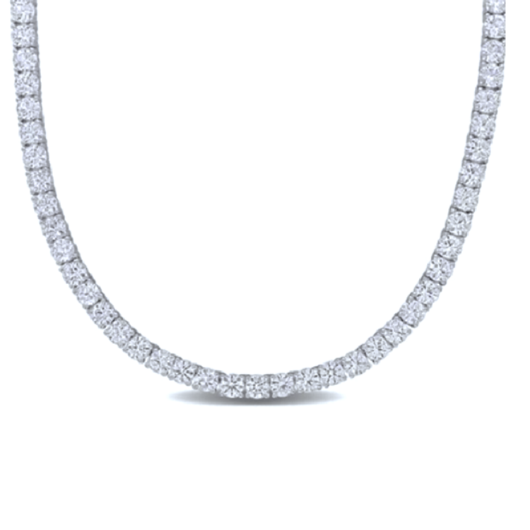14k White Gold 15.07Ct Lab Grown Diamond Tennis Necklace With 136 Diamonds