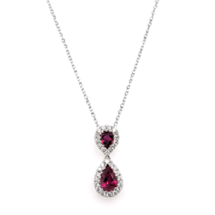 18k White Gold 0.67Ct Ruby, 0.16Ct Diamond Pendant