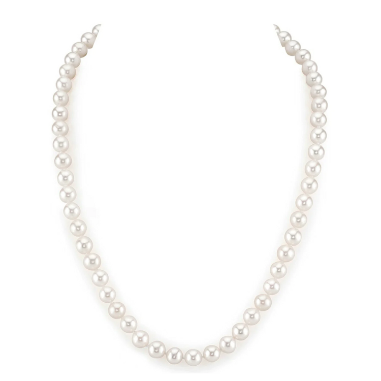14k White Gold 6X6.5mm 18 Inch Akoya Pearls