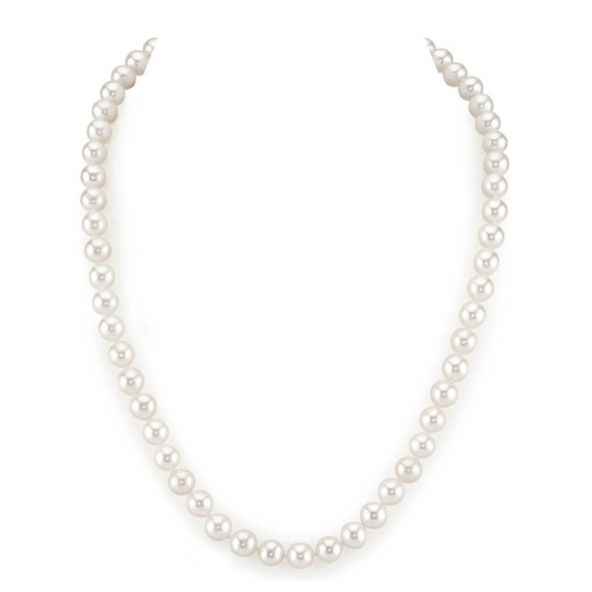 14k White Gold 6X6.5mm 18 Inch Akoya Pearls