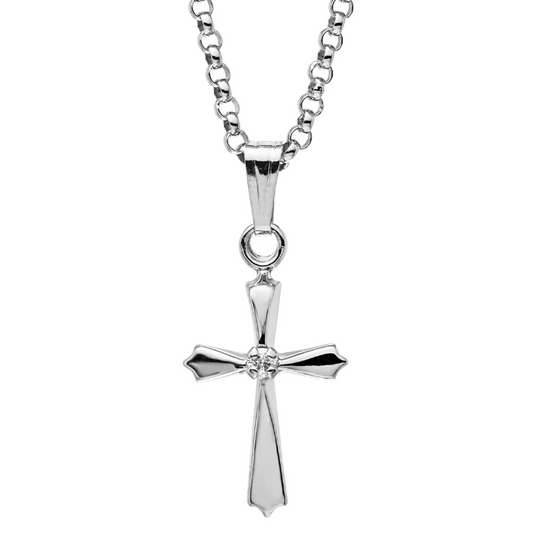 Sterling Silver Cross with diamond and Chain