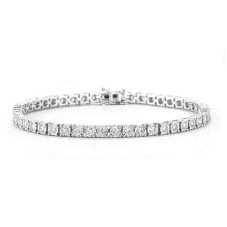14k White Gold 4.00Ct Diamond Tennis Bracelet Faceted Head