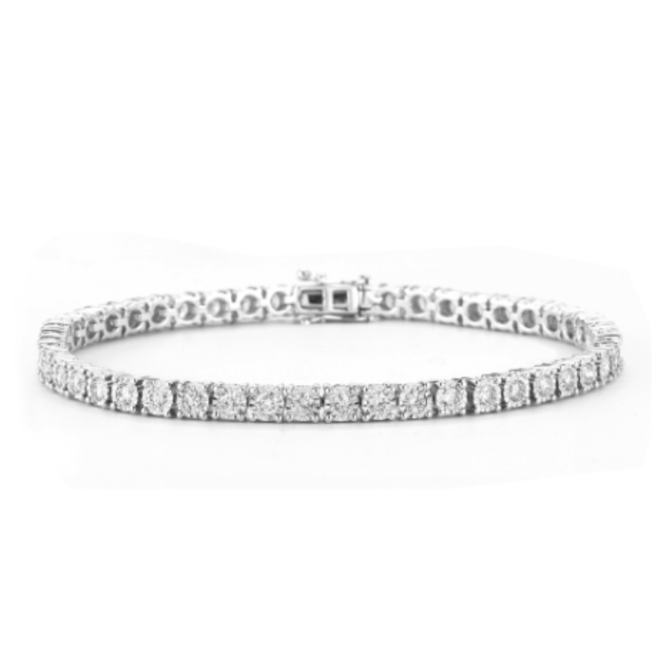 14k White Gold 3.00Ct Diamond Tennis Bracelet with Faceted Head