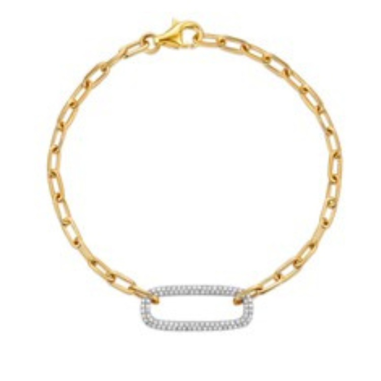 14K Gold 0.24Ct Diamond Oval Link Bracelet with 98 Diamonds, available in White, Rose and Yellow Gold