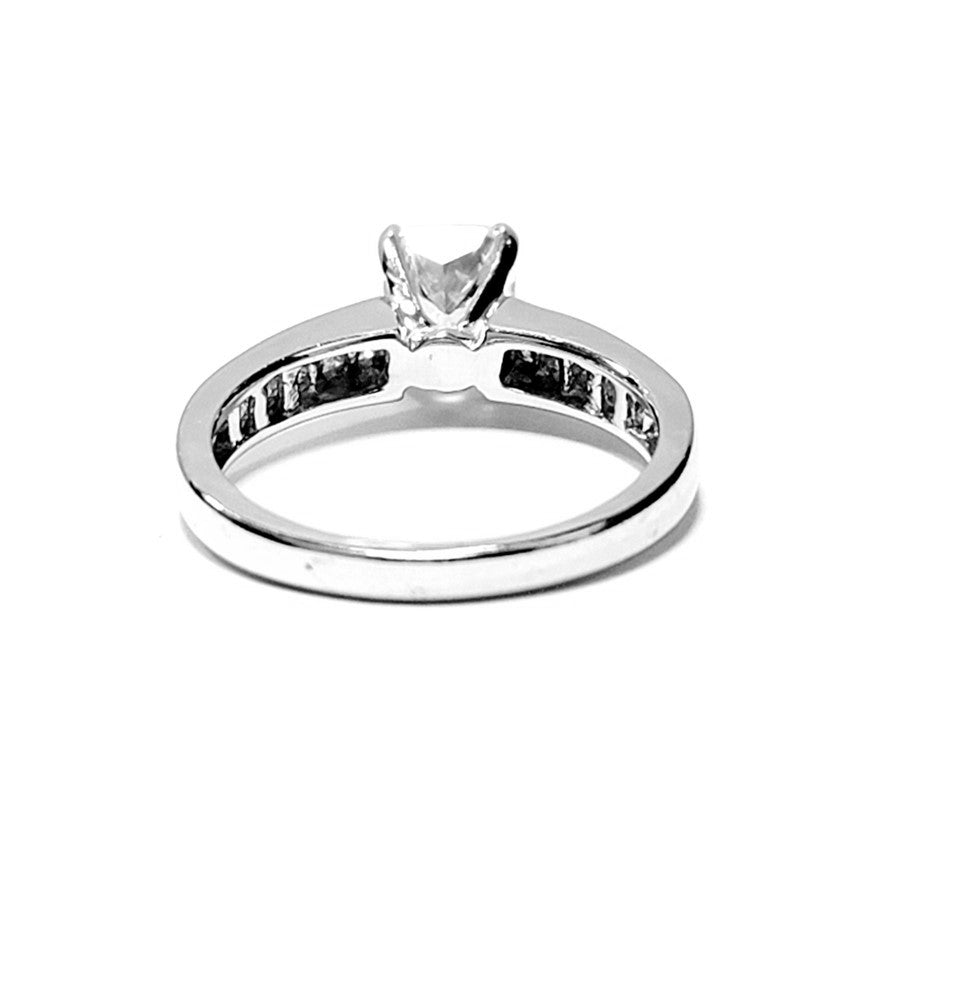 14k White Gold Ctr Cushion 1.31 Ct SI2 G GIA, Mounting 0.43 Ct Diamond Ring.