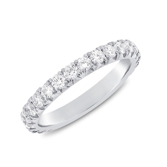 14k White Gold 1.43Ct Round Diamond Band with 16 Diamonds