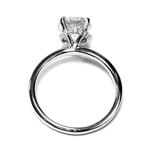 14k White Gold 1.70 Ct F SI2 GIA, 0.11 Ct Hidden Halo Engagement Ring